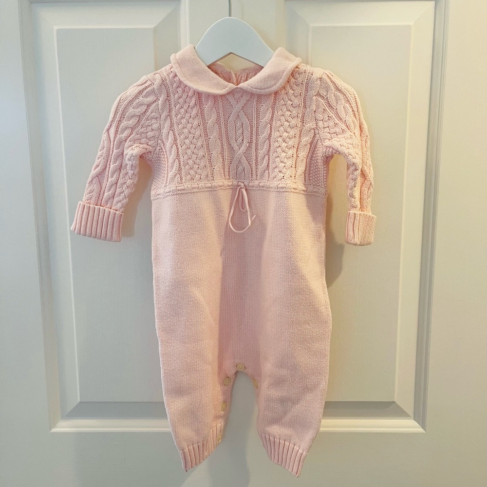 NWOT Ralph Lauren Pink Cable Knit Baby One Piece